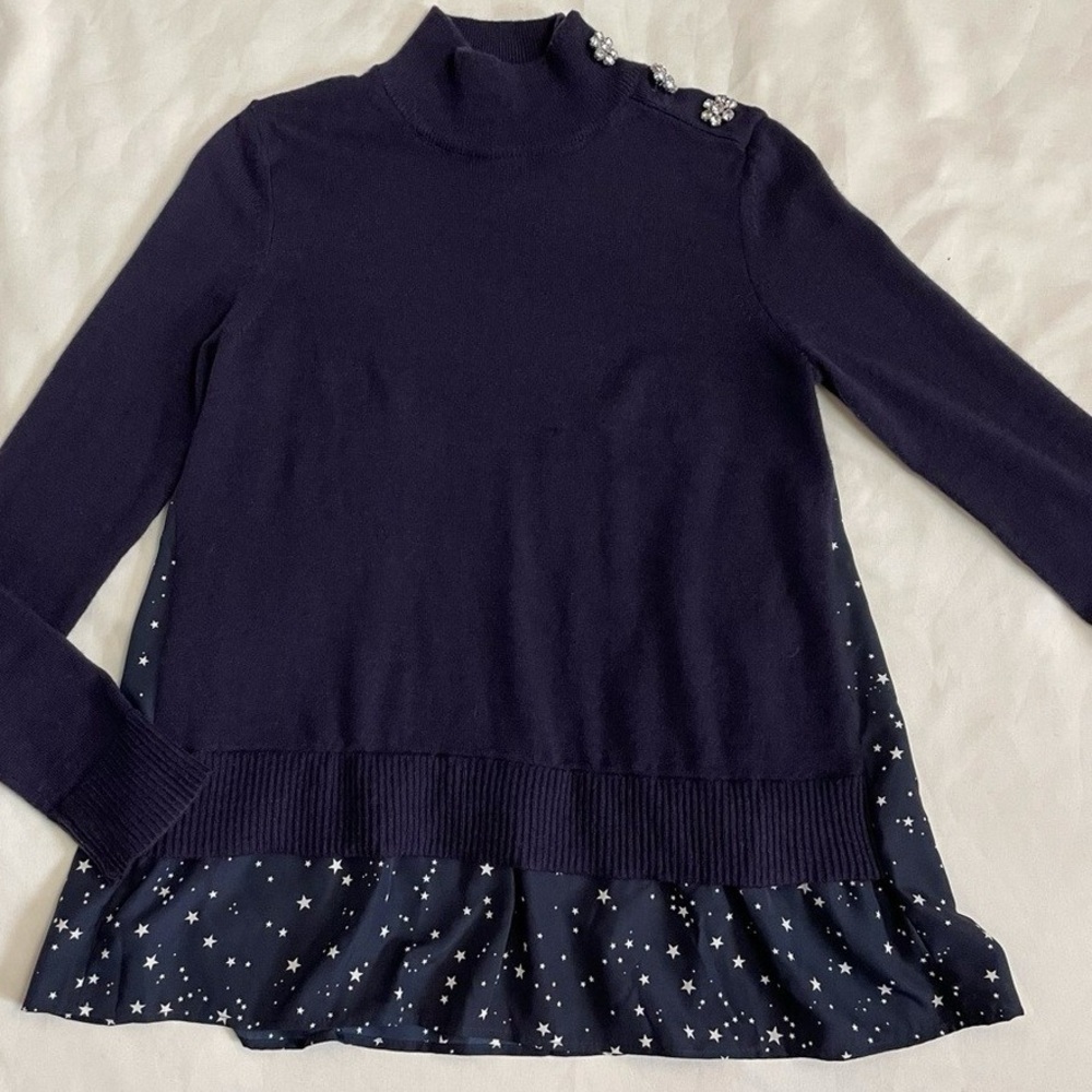Kate Spade New York Embellished Shoulder Sweater with Star Print Hem NWOT